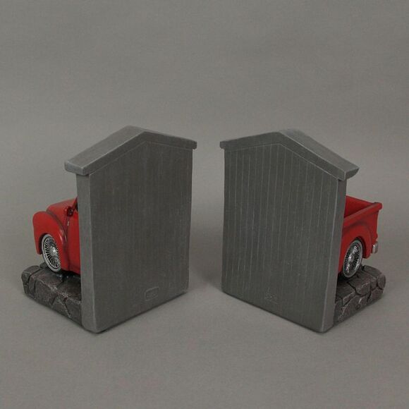 Rustic Red Vintage Pickup Truck Bookends Classic Decorative Bookshelf Decor - Picture 3 of 4